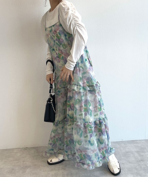 w closet（ダブルクローゼット）の「シアー無地/アートプリントフリルキャミワンピース（ワンピース・レディース・ピンク/ブルー系その他/キナリ・FREE）」の20枚目の写真