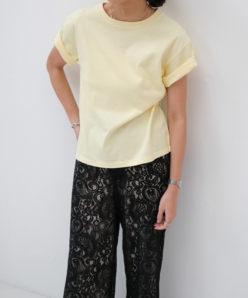 AKTE（アクテ）の「ベーシッククルーネックTシャツ（Tシャツ/カットソー・レディース・ホワイト/ブラック/イエロー・FREE）」の22枚目の写真