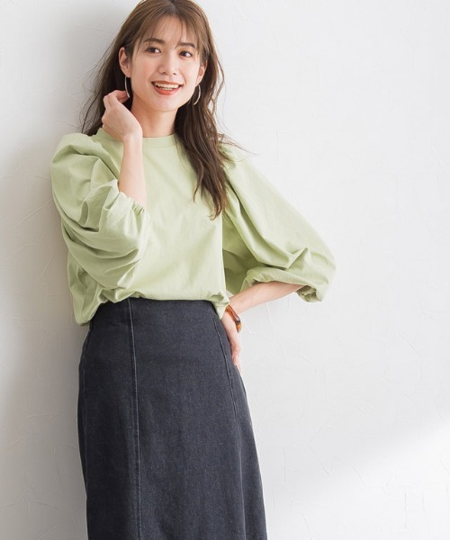 Pierrot(ピエロ)の「ボリュームスリーブTシャツ(Tシャツ/カットソー・レディース・ブラック/オフホワイト/ライム/ブルー系その他/チャコール・M/L)」の5枚目の写真