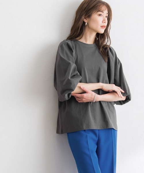 Pierrot(ピエロ)の「ボリュームスリーブTシャツ(Tシャツ/カットソー・レディース・ブラック/オフホワイト/ライム/ブルー系その他/チャコール・M/L)」の12枚目の写真