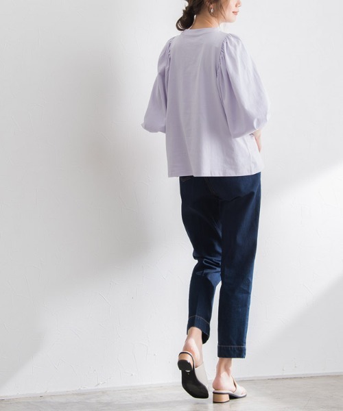 Pierrot(ピエロ)の「ボリュームスリーブTシャツ(Tシャツ/カットソー・レディース・ブラック/オフホワイト/ライム/ブルー系その他/チャコール・M/L)」の8枚目の写真