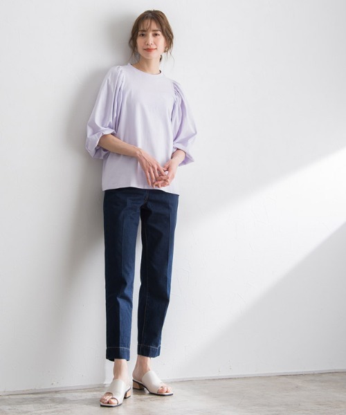 Pierrot(ピエロ)の「ボリュームスリーブTシャツ(Tシャツ/カットソー・レディース・ブラック/オフホワイト/ライム/ブルー系その他/チャコール・M/L)」の17枚目の写真