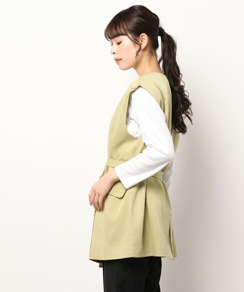 RETRO GIRL（レトロガール）の「共ベルト付きベスト（ベスト・レディース・オフホワイト/ライトベージュ/ライトグリーン・FREE）」の4枚目の写真