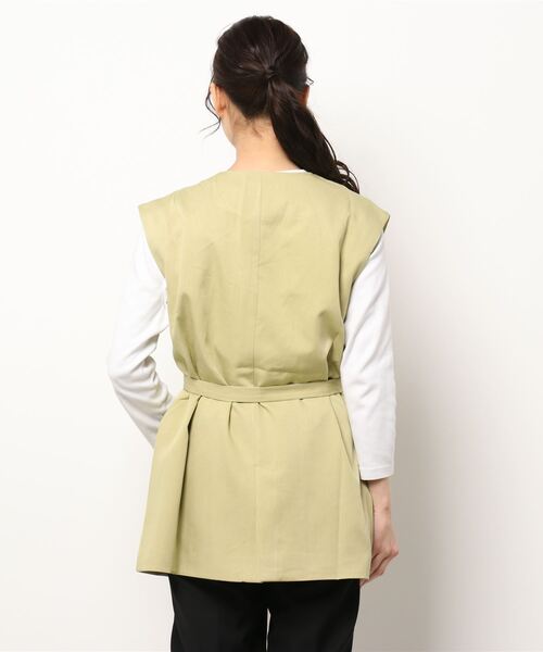 RETRO GIRL（レトロガール）の「共ベルト付きベスト（ベスト・レディース・オフホワイト/ライトベージュ/ライトグリーン・FREE）」の5枚目の写真