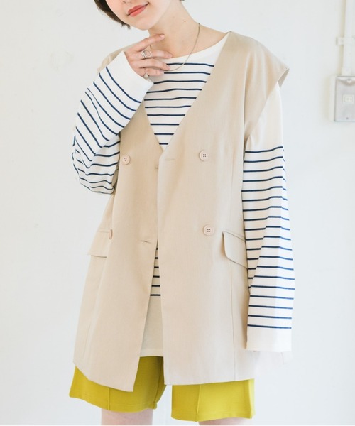 RETRO GIRL（レトロガール）の「共ベルト付きベスト（ベスト・レディース・オフホワイト/ライトベージュ/ライトグリーン・FREE）」の3枚目の写真