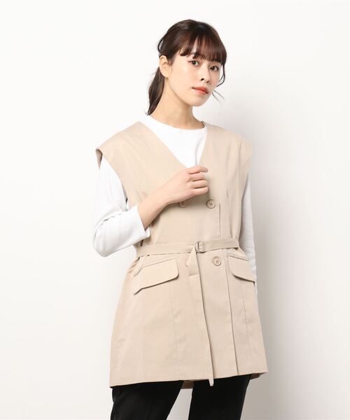 RETRO GIRL（レトロガール）の「共ベルト付きベスト（ベスト・レディース・オフホワイト/ライトベージュ/ライトグリーン・FREE）」の8枚目の写真