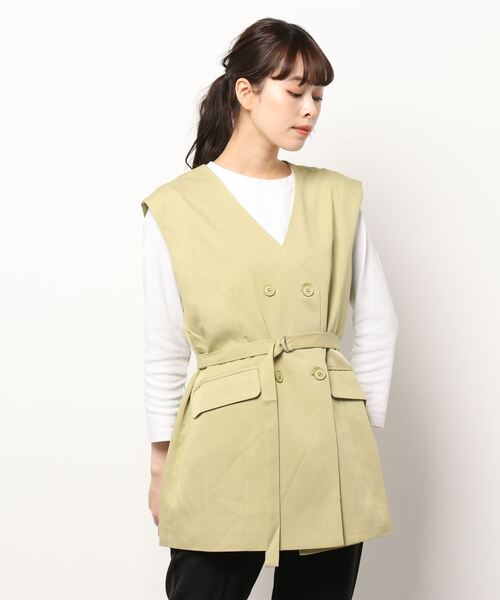 RETRO GIRL（レトロガール）の「共ベルト付きベスト（ベスト・レディース・オフホワイト/ライトベージュ/ライトグリーン・FREE）」の9枚目の写真