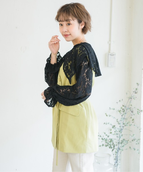 RETRO GIRL（レトロガール）の「共ベルト付きベスト（ベスト・レディース・オフホワイト/ライトベージュ/ライトグリーン・FREE）」の12枚目の写真