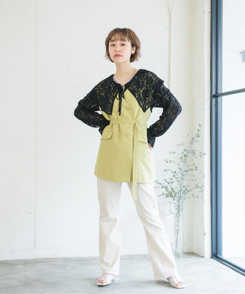 RETRO GIRL（レトロガール）の「共ベルト付きベスト（ベスト・レディース・オフホワイト/ライトベージュ/ライトグリーン・FREE）」の22枚目の写真