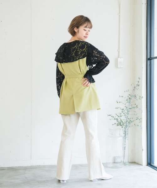 RETRO GIRL（レトロガール）の「共ベルト付きベスト（ベスト・レディース・オフホワイト/ライトベージュ/ライトグリーン・FREE）」の21枚目の写真