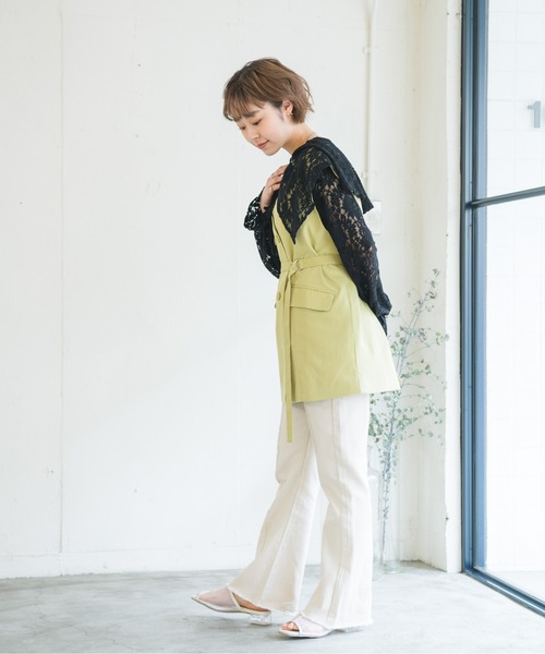 RETRO GIRL（レトロガール）の「共ベルト付きベスト（ベスト・レディース・オフホワイト/ライトベージュ/ライトグリーン・FREE）」の20枚目の写真