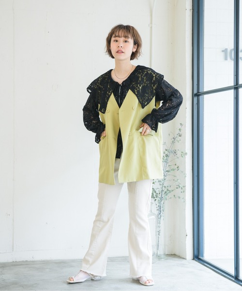 RETRO GIRL（レトロガール）の「共ベルト付きベスト（ベスト・レディース・オフホワイト/ライトベージュ/ライトグリーン・FREE）」の19枚目の写真