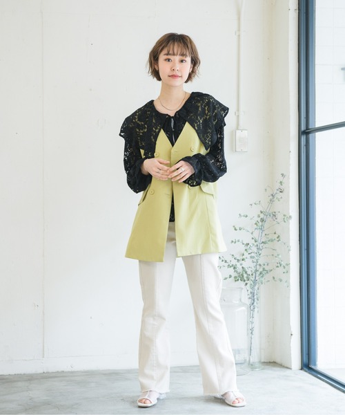 RETRO GIRL（レトロガール）の「共ベルト付きベスト（ベスト・レディース・オフホワイト/ライトベージュ/ライトグリーン・FREE）」の16枚目の写真