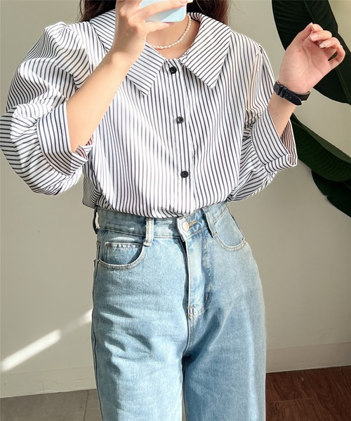 MAISON DE THERESE(メゾン ド テレーズ)の「パワスリーブ ストライプ ルーズシャツブラウス(シャツ/ブラウス・レディース・ブルー/ブラック・MEDIUM/L)」の17枚目の写真