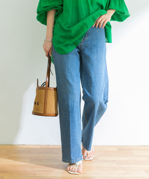 URBAN RESEARCH（アーバンリサーチ）の「綿麻セミワイドデニムパンツ（デニムパンツ・レディース・インディゴブルー/ブルー・34/36/38）」の5枚目の写真