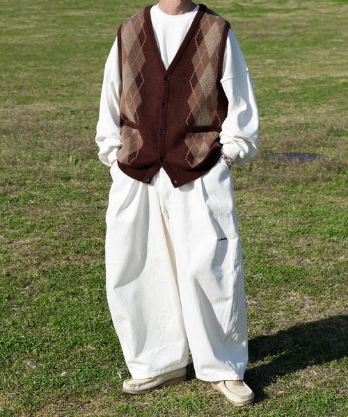 Perushu（ペルーシュ）の「レトロアーガイルニットベスト（ベスト・メンズ・グレー/グリーン/ブラウン/ボルドー/ネイビー・LARGE/MEDIUM）」の14枚目の写真