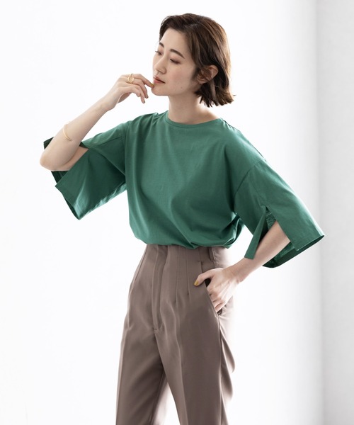 ショルダースリットデザインカットソー ラシュッド LASUD ショルダースリットデザインカットソー