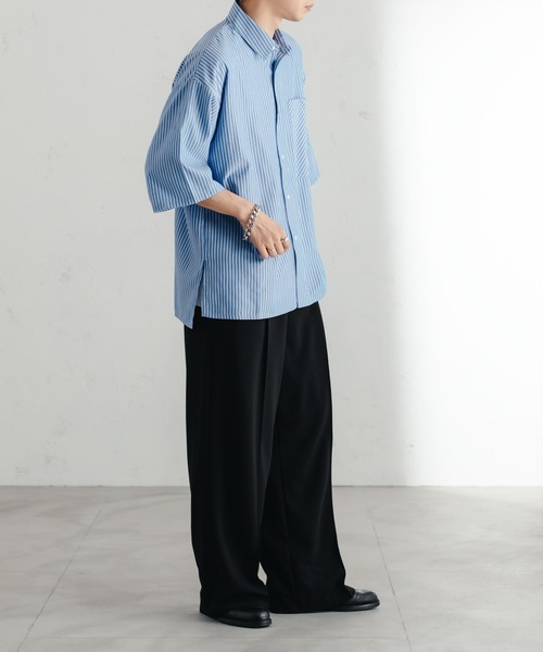 epnok(エプノック)の「サイドスリットストライプシャツ(シャツ/ブラウス・メンズ・チャコールグレー/ブルー/グリーン・SMALL/MEDIUM/LARGE)」の8枚目の写真