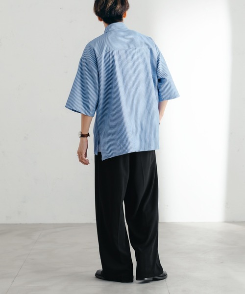 epnok(エプノック)の「サイドスリットストライプシャツ(シャツ/ブラウス・メンズ・チャコールグレー/ブルー/グリーン・SMALL/MEDIUM/LARGE)」の9枚目の写真