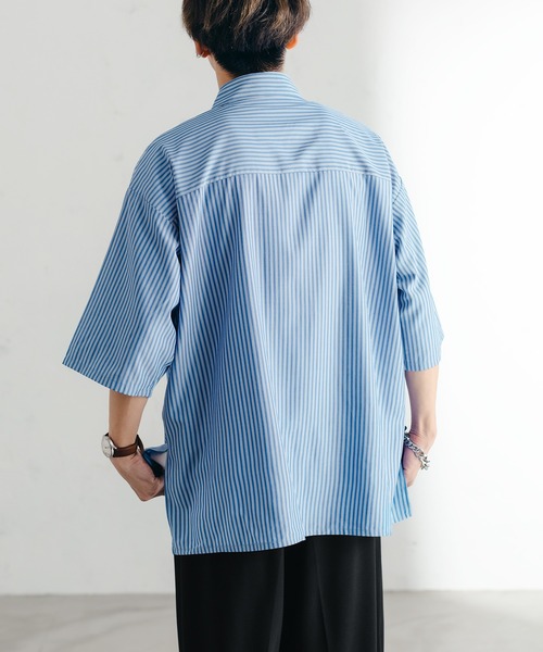 epnok(エプノック)の「サイドスリットストライプシャツ(シャツ/ブラウス・メンズ・チャコールグレー/ブルー/グリーン・SMALL/MEDIUM/LARGE)」の6枚目の写真