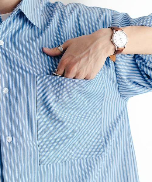 epnok(エプノック)の「サイドスリットストライプシャツ(シャツ/ブラウス・メンズ・チャコールグレー/ブルー/グリーン・SMALL/MEDIUM/LARGE)」の12枚目の写真