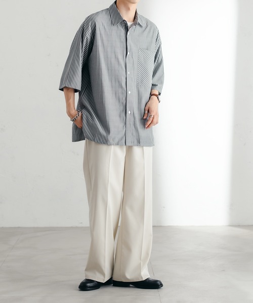 epnok(エプノック)の「サイドスリットストライプシャツ(シャツ/ブラウス・メンズ・チャコールグレー/ブルー/グリーン・SMALL/MEDIUM/LARGE)」の18枚目の写真