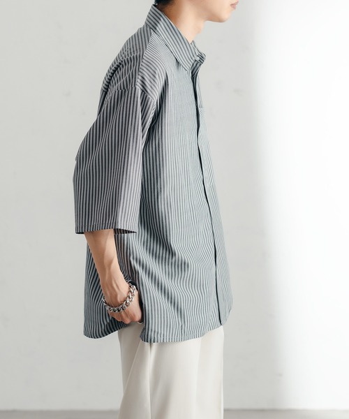 epnok(エプノック)の「サイドスリットストライプシャツ(シャツ/ブラウス・メンズ・チャコールグレー/ブルー/グリーン・SMALL/MEDIUM/LARGE)」の16枚目の写真