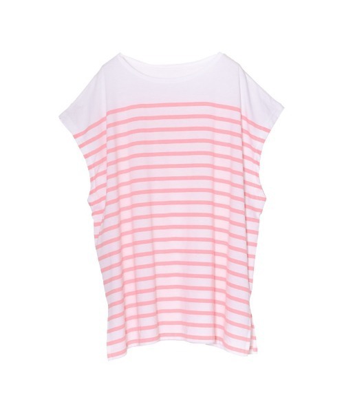 Re:EDIT（リエディ）の「パネルボーダーチュニックカットソー（Tシャツ/カットソー・レディース・ピンク/イエロー/グリーン/オレンジ/ブラック・MEDIUM）」の4枚目の写真