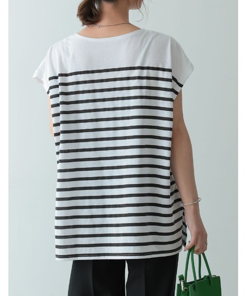 Re:EDIT（リエディ）の「パネルボーダーチュニックカットソー（Tシャツ/カットソー・レディース・ピンク/イエロー/グリーン/オレンジ/ブラック・MEDIUM）」の9枚目の写真