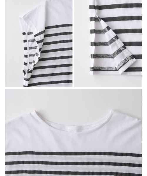 Re:EDIT（リエディ）の「パネルボーダーチュニックカットソー（Tシャツ/カットソー・レディース・ピンク/イエロー/グリーン/オレンジ/ブラック・MEDIUM）」の11枚目の写真