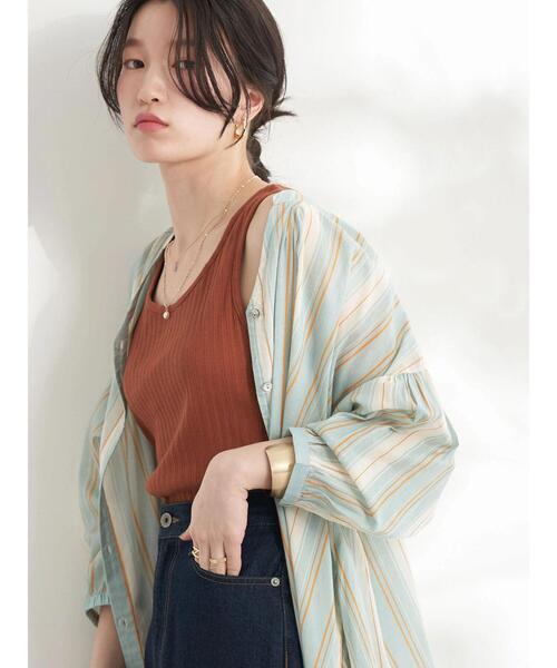 earth music&ecology（アースミュージックアンドエコロジー）の「ランダムリブ2wayタンクトップ（タンクトップ・レディース・ブラック/オフホワイト/ライトベージュ/レッド系その他5・S/M）」の5枚目の写真