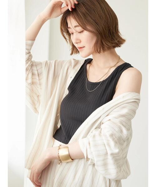 earth music&ecology（アースミュージックアンドエコロジー）の「ランダムリブ2wayタンクトップ（タンクトップ・レディース・ブラック/オフホワイト/ライトベージュ/レッド系その他5・S/M）」の17枚目の写真