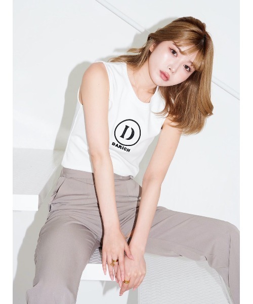 Darich(ダーリッチ)の「ノースリーブロゴトップス(Tシャツ/カットソー・レディース・ホワイト/ピンク/ブラック・FREE)」の14枚目の写真