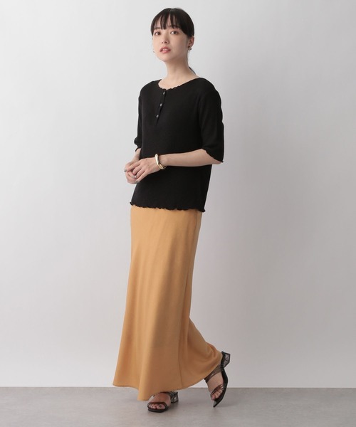 LOWRYS FARM（ローリーズファーム）の「ヘンリーメロー５分袖　298293（Tシャツ/カットソー・レディース・アイボリー/ブラック/ブラウン/オレンジ・FREE）」の11枚目の写真