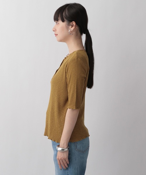 LOWRYS FARM（ローリーズファーム）の「ヘンリーメロー５分袖　298293（Tシャツ/カットソー・レディース・アイボリー/ブラック/ブラウン/オレンジ・FREE）」の9枚目の写真