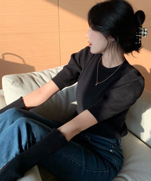MANGROVE(マングローブ)の「パフスリーブアームカバー付きトップス(Tシャツ/カットソー・レディース・ホワイト/ブラック/ブラウン/レッド系・FREE)」の6枚目の写真