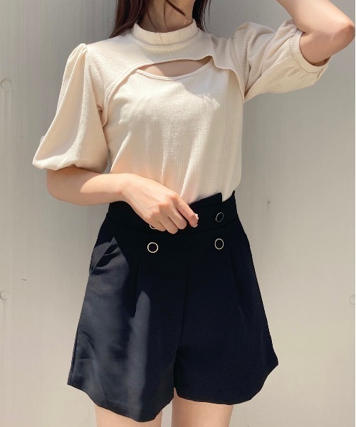 Crea titty&Co. PETIT(クレアティティーアンドコープチ)の「【Crea titty&Co.PETIT】ダブルボタンショーパン(その他パンツ・レディース・ブラック/ホワイト・SMALL/MEDIUM)」の4枚目の写真