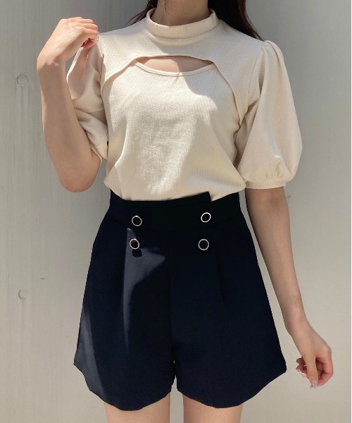 Crea titty&Co. PETIT(クレアティティーアンドコープチ)の「【Crea titty&Co.PETIT】ダブルボタンショーパン(その他パンツ・レディース・ブラック/ホワイト・SMALL/MEDIUM)」の3枚目の写真