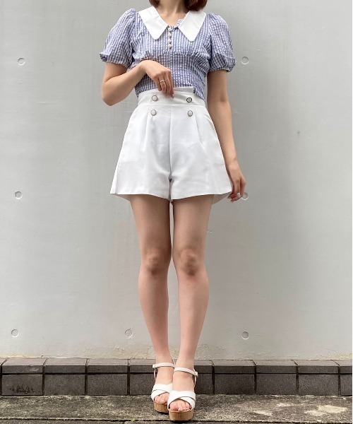 Crea titty&Co. PETIT(クレアティティーアンドコープチ)の「【Crea titty&Co.PETIT】ダブルボタンショーパン(その他パンツ・レディース・ブラック/ホワイト・SMALL/MEDIUM)」の14枚目の写真