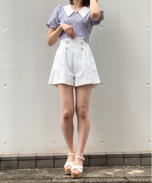 Crea titty&Co. PETIT(クレアティティーアンドコープチ)の「【Crea titty&Co.PETIT】ダブルボタンショーパン(その他パンツ・レディース・ブラック/ホワイト・SMALL/MEDIUM)」の16枚目の写真