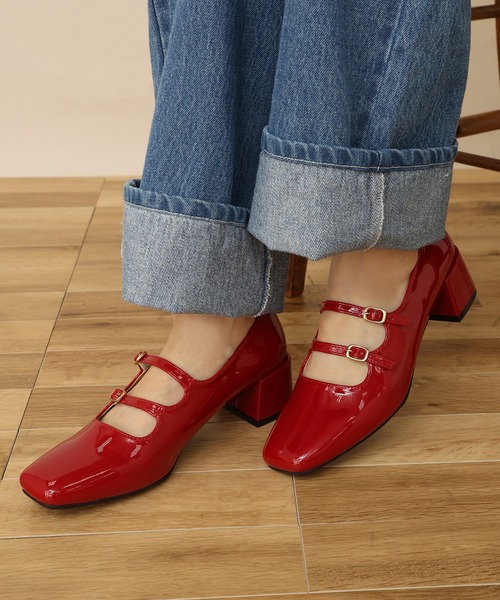 one after another NICE CLAUP（ワンアフターアナザーナイスクラップ）の「ダブルストラップヒールシューズ（パンプス・レディース・キャメル/レッド/レオパード・SMALL/MEDIUM/LARGE）」の3枚目の写真