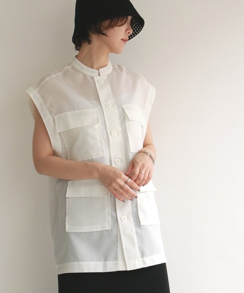 notch.（ノッチ）の「ミリタリージレ（シャツ/ブラウス・レディース・ホワイト/ブラック/オリーブ/ブラウン系その他・M）」の6枚目の写真