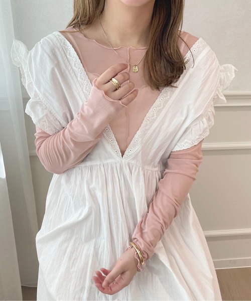 apres jour(アプレジュール)の「メローシアーインナー【ZOZOTOWN限定アイテム】(Tシャツ/カットソー・レディース・ブラック/ダークブラウン/アイボリー/ピンクベージュ・X-LARGE/フリー)」の15枚目の写真