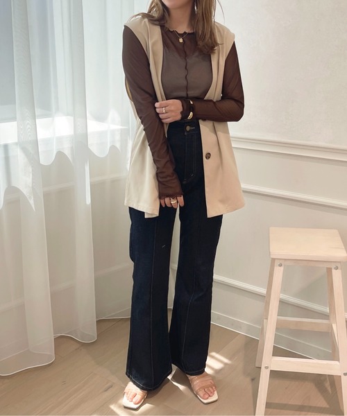 apres jour(アプレジュール)の「メローシアーインナー【ZOZOTOWN限定アイテム】(Tシャツ/カットソー・レディース・ブラック/ダークブラウン/アイボリー/ピンクベージュ・X-LARGE/フリー)」の11枚目の写真
