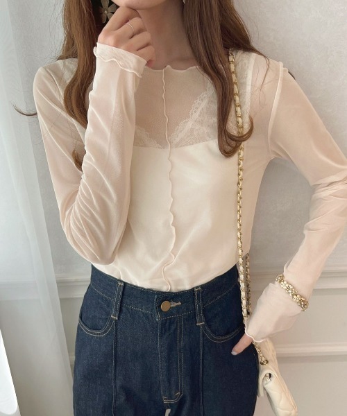 apres jour(アプレジュール)の「メローシアーインナー【ZOZOTOWN限定アイテム】(Tシャツ/カットソー・レディース・ブラック/ダークブラウン/アイボリー/ピンクベージュ・X-LARGE/フリー)」の16枚目の写真