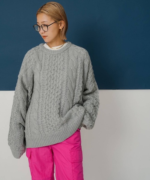 KAPITAL グレー ケーブルニットセーター KAPITAL グレー ケーブルニットセーター