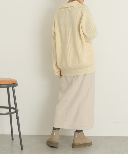 UR Lab.(アーバンリサーチラボ)の「ハーフジップ片畦ニット(ニット/セーター・レディース・グレー/アイボリー/ブラック/ブルー・FREE)」の11枚目の写真