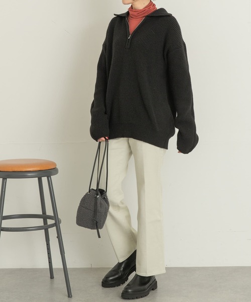 UR Lab.(アーバンリサーチラボ)の「ハーフジップ片畦ニット(ニット/セーター・レディース・グレー/アイボリー/ブラック/ブルー・FREE)」の17枚目の写真