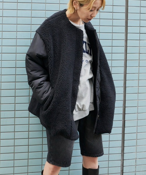 Auntie Rosa Holiday（アンティローザホリデー）の「ボア切替ブルゾン（ブルゾン・レディース・ブラウン/ブラック・FREE）」の2枚目の写真
