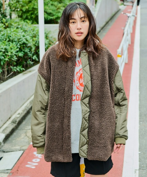 Auntie Rosa Holiday（アンティローザホリデー）の「ボア切替ブルゾン（ブルゾン・レディース・ブラウン/ブラック・FREE）」の4枚目の写真